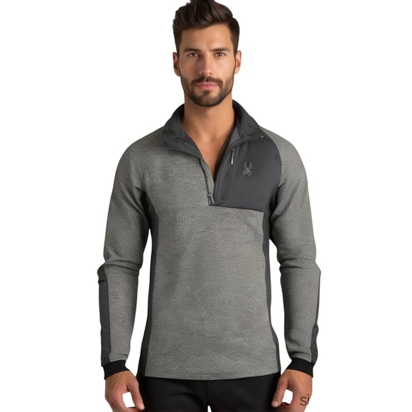 Spyder Men's NWT Gray 1/4 Zip Pullover Gait Knit Sweatshirt Size XL - Picture 1 of 12
